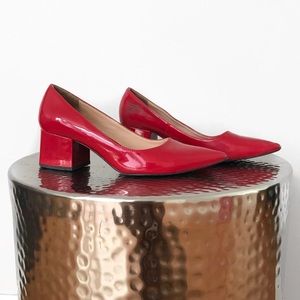 Red Pointed Chunky Heels x Zara